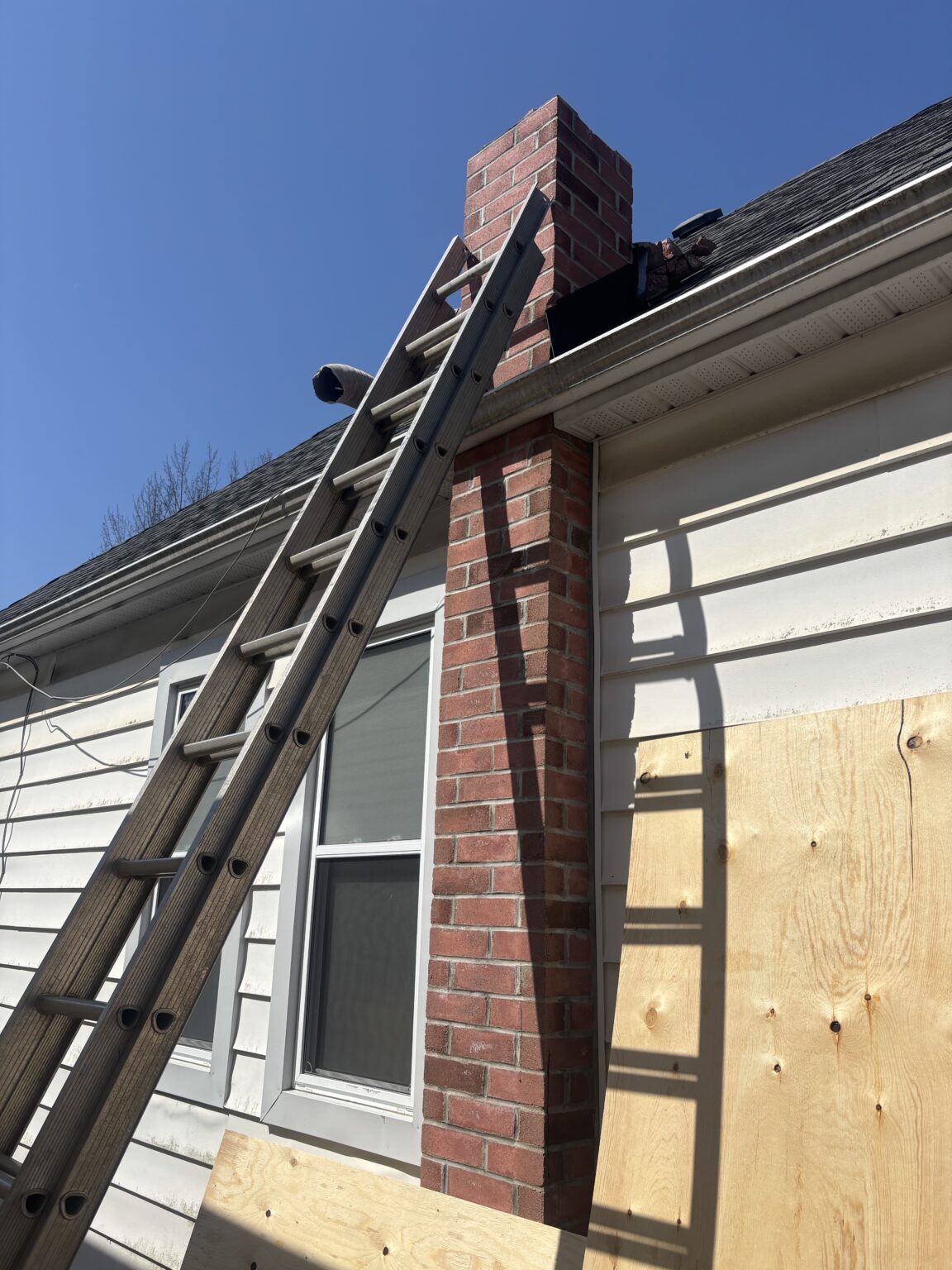 chimney being removed